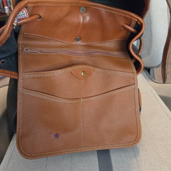 Vintage Dooney & Bourke All Weather Leather Backpack Black Tan No Fob Large - Picture 15 of 16